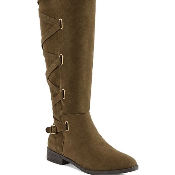 Olive Wide-Calf Boot - Picture 1 of 8